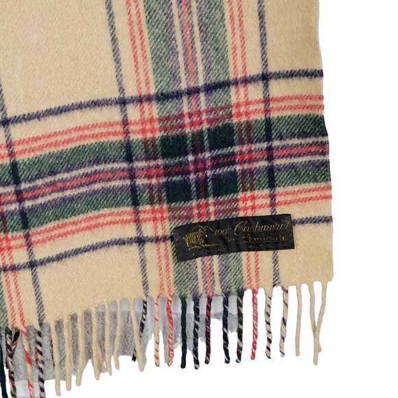 100% Cashmere Vintage Plaid Cold Weather Winter Light Weight Scarf OS - Picture 8 of 11